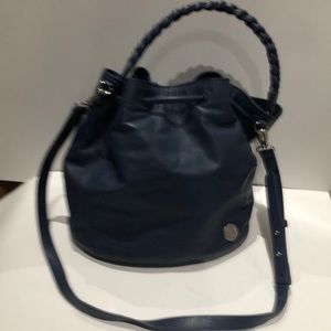 Vince Camuto blue leather bucket style bag